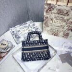 Dior Mini Book Tote Bag Fake in Blue Dior Oblique Embroidery - Image 3