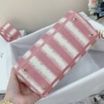 Dior Lady D-Lite Medium Bag Replica in Pink D-Stripes Embroidery - Image 3