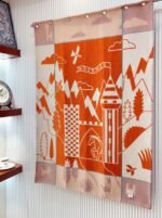 Faux Hermes Avalon Epopee blanket in mandarine wool and cashmere - Image 2