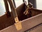 Top Quality Fake Fendi Sunshine Medium Tote Bag In Brown Flannel - Image 9