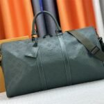 Louis Vuitton Taurillon Leather Keepall Bandouliere 50 In Borneo Green