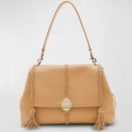 Top Quality Replica Chloe Penelope Medium Shoulder Bag in Beige Grained Calfskin