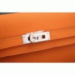 Orange cheap replica Hermes Kelly Longue wallet - Image 4