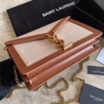 Fake Saint Laurent Cassandra Medium Chain Bag Beige Canvas - Image 8