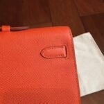 Orange Epsom Knockoff Hermes Kelly Cut Clutch Bold Handbag - Image 2