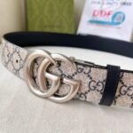 WIDE LEATHER BELT WITH DOUBLE G BUCKLE - Image 2