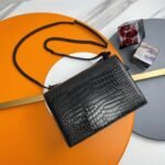 Fake Saint Laurent Sunset Medium All Black Chain Bag Crocodile-embossed Leather - Image 3