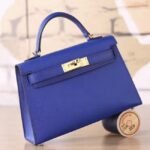 Electric Blue Epsom Fake Hermes Kelly 20cm Statement Bag - Image 5