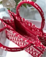 Dior Small Book Tote Bag Fake in Burgundy Dior Oblique Embroidery - Image 7