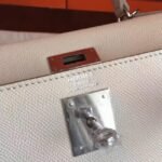 White Epsom Knockoff Hermes Kelly Sellier 28cm Structured Handbag - Image 7