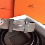 Fake Hermes Kits belt in grey epsom with Constance buckle - Image 2