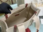 Top Quality Faux Chloe Medium Woody Tote Bag in Canvas with Brown Leather Strips - Image 2