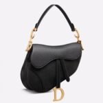 Dior Saddle Bag Fake in Black Grained Calfskin
