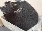 Prada Large Tote Bag Fake in Black Woven Raffia - Image 6