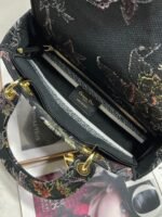 Dior Lady D-Lite Medium Bag Replica in Black Jardin Botanique Embroidery - Image 4