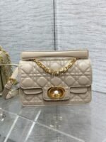 Dior Small Jolie Top Handle Bag Knockoff in Beige Cannage Calfskin - Image 6
