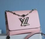 Louis Vuitton Epi Leather Twist MM With Flowers Jewels Chain Bag In Rose Bellerine Pink
