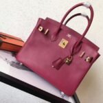 Ruby Tone Faux Designer Hermes Birkin 30cm Tote - Image 2