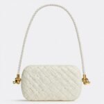 Replica Bottega Veneta Knot Minaudiere On Strap White Foulard Intreccio Leather