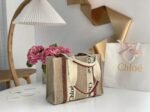 Top Quality Knockoff Chloe Woody Medium Tote Bag in Linen Canvas with Brown Leather - Image 5