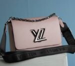 Louis Vuitton Epi Leather Twist MM Bag In Rose Ballerine Pink With Jacquard Strap - Image 2