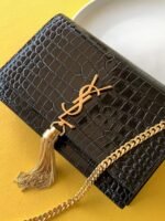 KATE CHAIN WALLET WITH TASSEL IN GRAIN DE POUDRE EMBOSSED LEATHER - Image 7