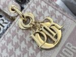Dior Lady D-Lite Medium Bag Knockoff in Pink   White Houndstooth Embroidery - Image 4