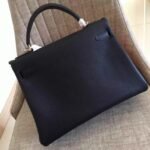 Black Clemence Copy Hermes Kelly Retourne 28cm Luxe Handbag - Image 4