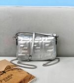 Top Quality Replica Fendi Small Baguette Bag In Silver FF - Image 2