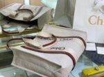 Top Quality Imitation Chloe Large Woody Tote Bag in Canvas with Brown Leather Strips - Image 10