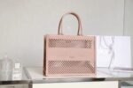 Dior Large Book Tote Bag Replica in Beige Mesh Embroidery - Image 4