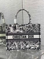 Dior Large Book Tote Bag Knockoff in White Plan de Paris Embroidery - Image 5
