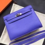 Blue Swift Leather Replica Hermes Kelly Danse Shoulder Bag