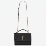 Knockoff Saint Laurent Sunset Medium Top Handle Bag Black Calfskin