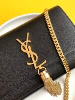 KATE SMALL CHAIN BAG WITH TASSEL IN CROCODILE-EMBOSSED SHINY LEATHER - Image 8