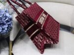 Dior Medium Book Tote Bag Replica in Bordeaux Velvet Oblique Embroidered - Image 6