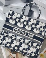 Dior Large Book Tote Bag Knockoff in Blue and White Dior Etoile Embroidery - Image 3