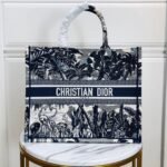 Dior Large Book Tote Bag Replica in Blue Palm Tree Toile de Jouy Embroidery - Image 2