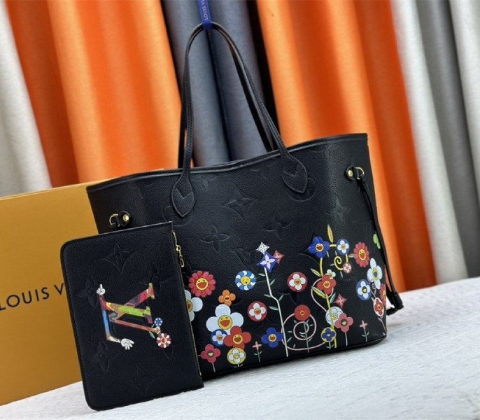 EFC2AFB7-117E-8067-0E83-C0191C12E75F.jpg Louis Vuitton X TM Monogram Empreinte Neverfull MM In Black With Style 1 - Image 1