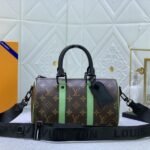 Louis Vuitton Monogram Macassar Canvas Keepall Bandouliere 25 In Minty Green