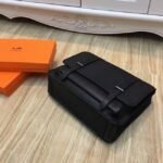 Black Fake Designer Hermes Steve Messenger Bag - Image 6