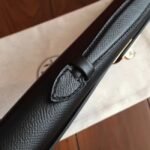 Black Epsom Fake Hermes Kelly Cut Clutch Sleek Handbag - Image 7