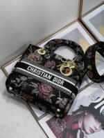 Dior Lady D-Lite Medium Bag Replica in Black Jardin Botanique Embroidery - Image 7