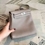 Gris Asphalt Clemence Replica High Quality Hermes Kelly Ado PM Bag - Image 2
