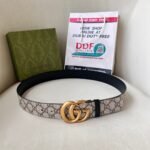 WIDE LEATHER BELT WITH DOUBLE G BUCKLE
