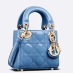 Dior Lady Dior Micro Bag Faux in Blue Patent Cannage Calfskin
