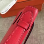 Red Swift Top Fake Hermes Kelly Pochette Statement Clutch - Image 5