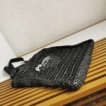 Prada Small Tote Bag Replica in Black Woven Raffia - Image 4
