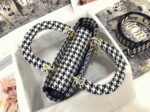 Dior Lady D-Lite Medium Bag Replica in Black   White Houndstooth Embroidery - Image 10