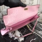 Pink Crocodile Replica Hermes Kelly Cut Clutch Feminine Tote - Image 7
